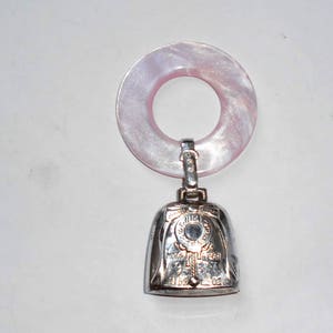 Vintage WEB STERLING girl&#39;s Pink Baby Rattle dated September 1977