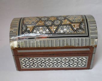 A lovely Vintage inlaid Domed Jewlery Chest from the Middle East.