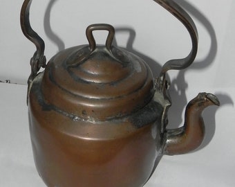 Two Hundred Year Old handcrafted Copper Tea Kettle-early 19th Century Folk Art.