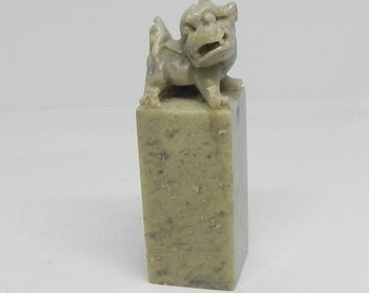 Vintage Marble FOO DOG Wax Seal-Rare uncaved seal. Estate Fresh.