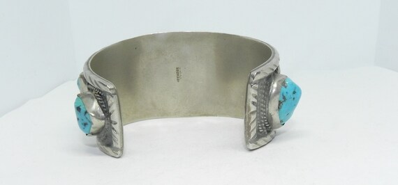 VINTAGE Mexico Handcrafted Silver & Turquoise Nug… - image 4