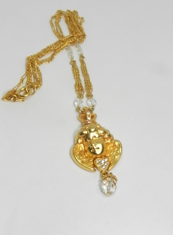 Vintage Signed KIRKS FOLLY Goldtone Necklace & Pe… - image 8