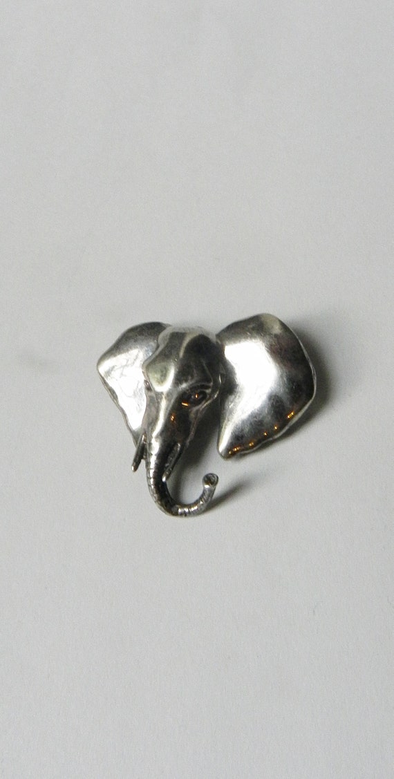 Rare VINTAGE Silver Elephant Head articulated Bro… - image 1