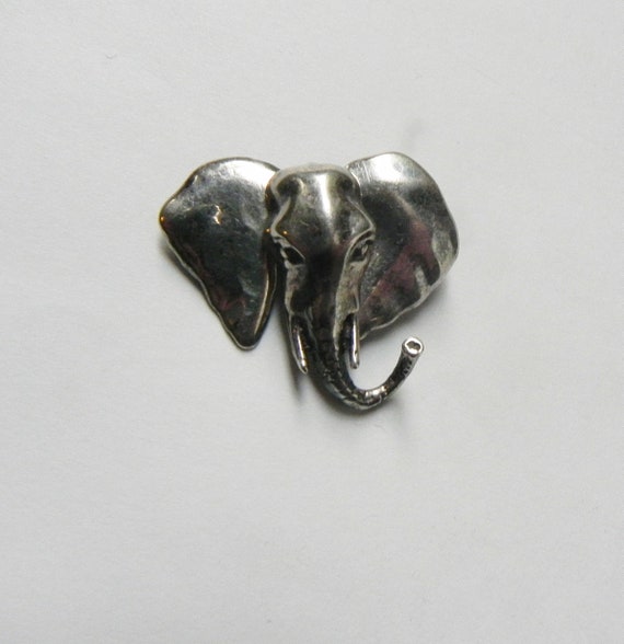 Rare VINTAGE Silver Elephant Head articulated Bro… - image 2