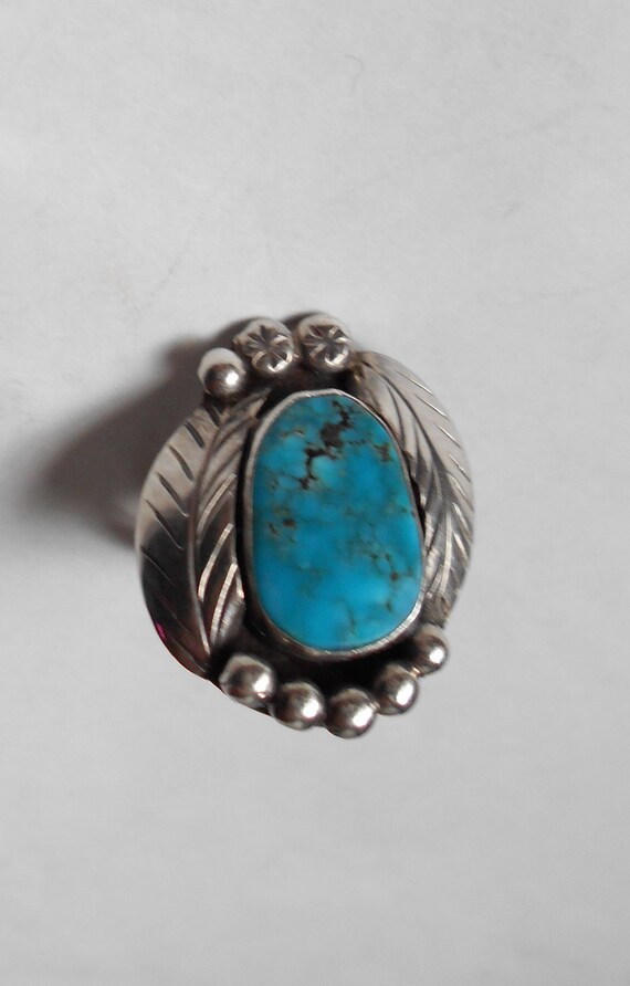 Vintage Navajo Silver & Turquoise Ring--The Class… - image 3