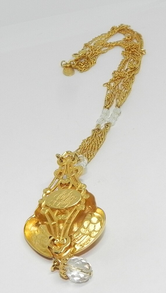 Vintage Signed KIRKS FOLLY Goldtone Necklace & Pe… - image 5