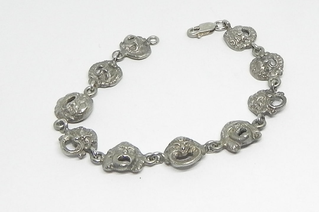 Vintage/antique Silver PERUZZI Mask Bracelet Florence Italy