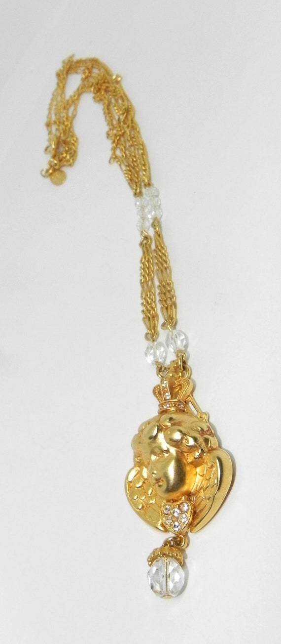 Vintage Signed KIRKS FOLLY Goldtone Necklace & Pe… - image 2