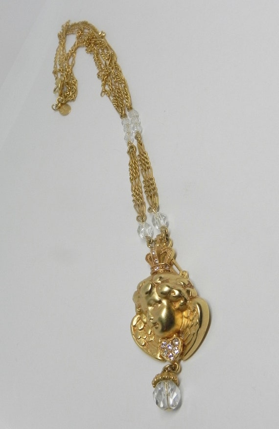 Vintage Signed KIRKS FOLLY Goldtone Necklace & Pe… - image 3