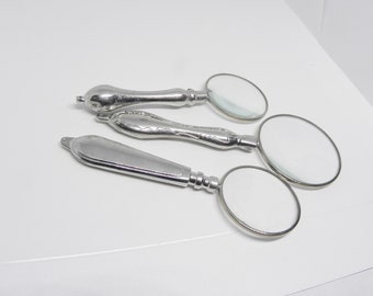 3 Retro Style Silver Handled Magnifying Glasses. Very Elegant!