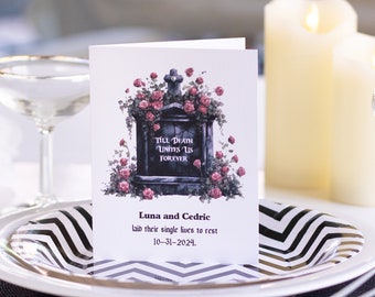 Gothic wedding card, Halloween wedding, personalized card, couple card