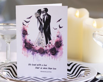 Goth wedding card, Halloween wedding, personalized card, couple card