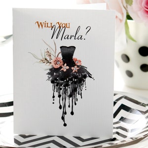 Will you be my Bridesmaid cards, Halloween wedding, Gothic Wedding, goth bride