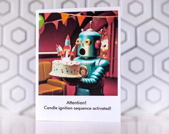 Funny Birthday Card for him, robot birthday, boyfriend birthday,