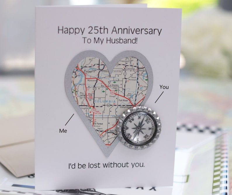25th Anniversary Cards for Husband Silver Wedding Etsy