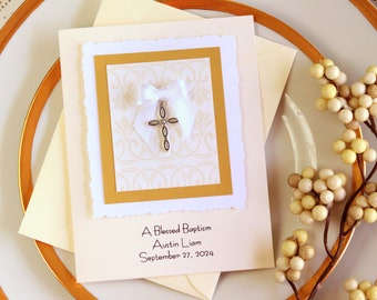 Baptism - Personalized card - cross - goddaughter - girl - Christening card