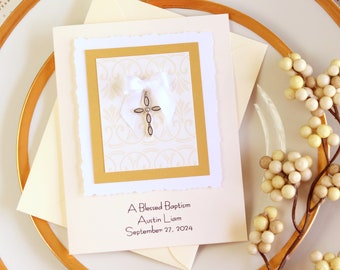 Baptism - Personalized card - cross - goddaughter - girl - Christening card
