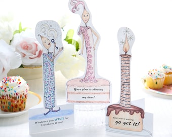 Birthday card for girlfriend, assorted card set of 3, gift for best friend female, greeting cards,