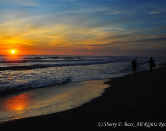 SUNSET SURFERS, Beach Photography, Beach Sunset, available in various sizes