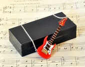 Electric Guitar Necklace in Case - Guitar Gift - Fender Stratocaster - Guitar Jewellery