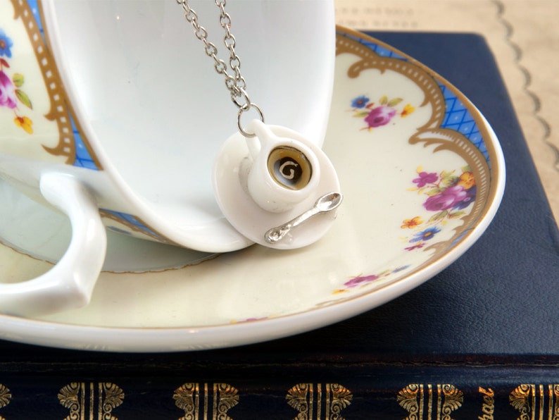 Coffee Cup Necklace  Coffee Jewellery  Coffee Necklace  image 1