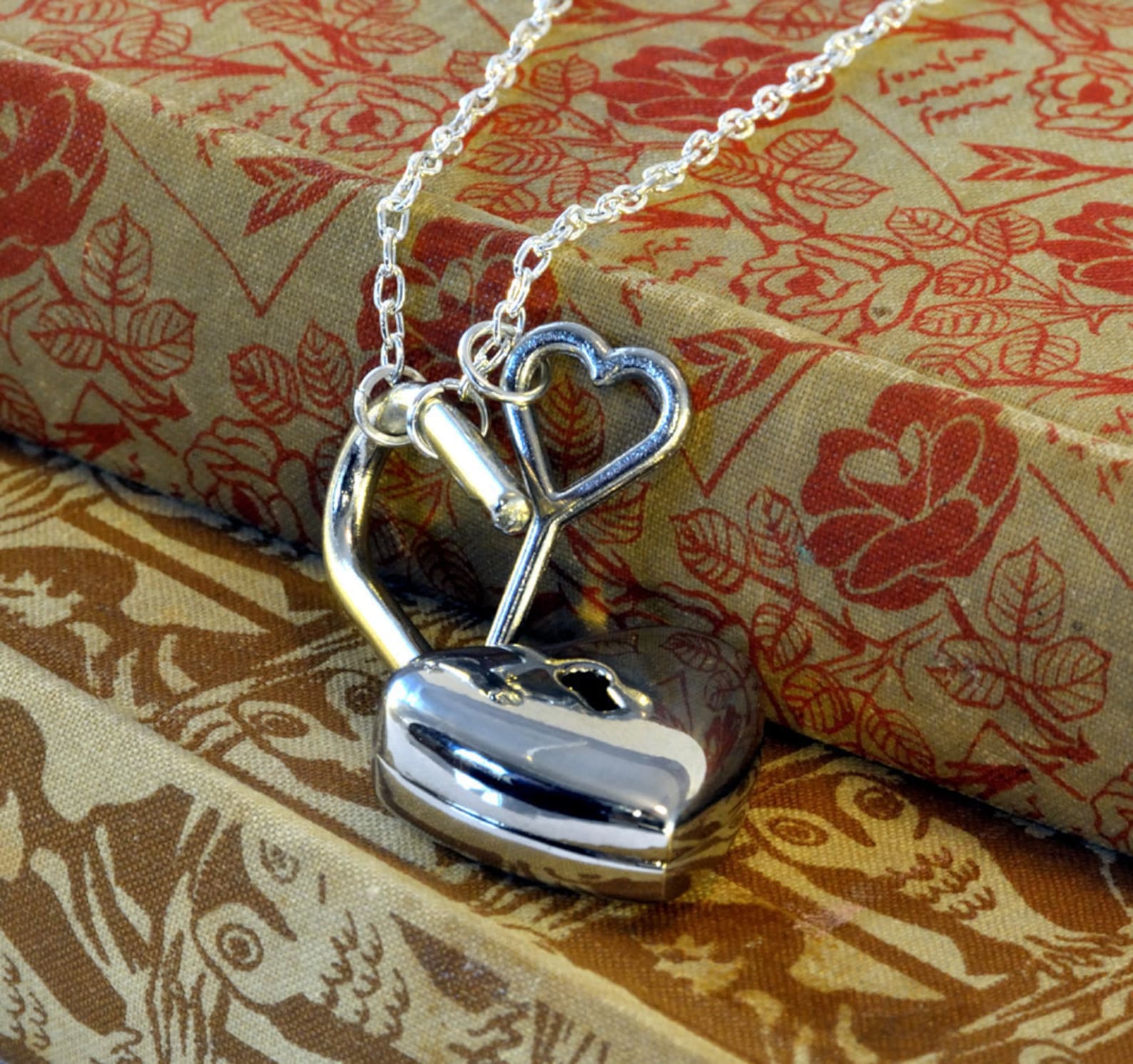 Heart Shaped Padlock Necklace Locking Necklace With Key Etsy