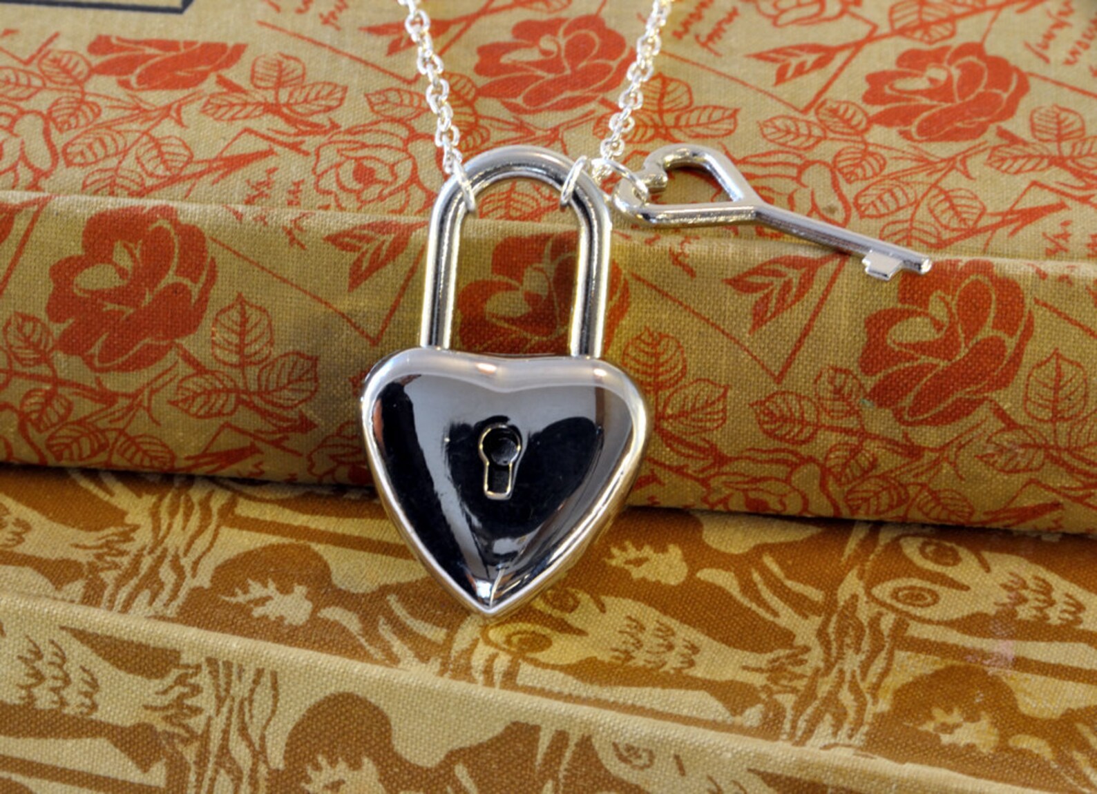 Heart Shaped Padlock Necklace Locking Necklace With Key Etsy