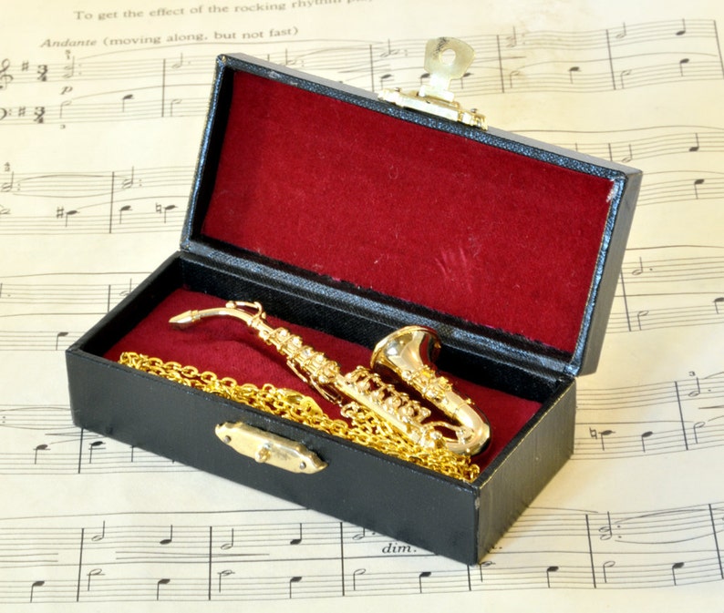 Alto Saxophone Necklace in Case Saxophone Gift Necklace Etsy