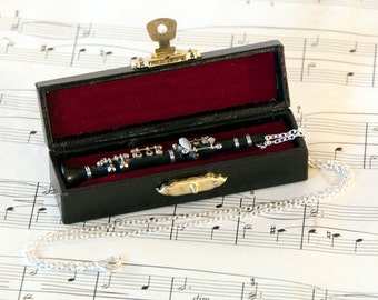 Clarinet Necklace in Case - Music Necklace - Clarinet Jewellery - Clarinet Gift