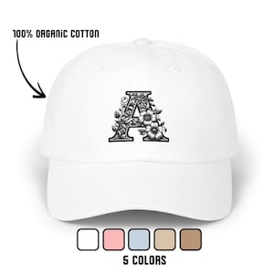Gorra con letras florales personalizada para amantes de las plantas, regalo para jardineros, gorra con letras florales, diseño botánico cosido, letras en negrita.