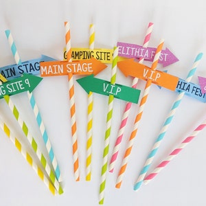 Personalised Festival Straws, Decorations, Party, Paper Straws