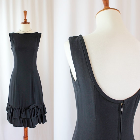 Vintage 60s Gay Gibson Black Mini Dress // Womens… - image 1