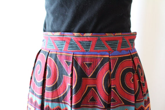 Vintage Midi Skirt 90s Tribal Print // Womens M M… - image 7