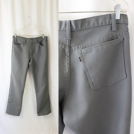 Vintage 70s Levis Gray Pants // 35" Waist // 31" … - image 1