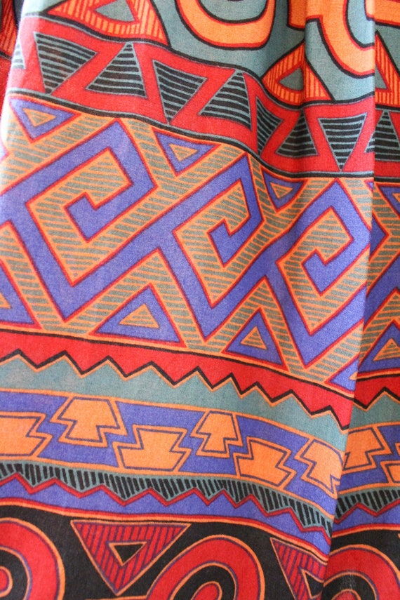 Vintage Midi Skirt 90s Tribal Print // Womens M M… - image 4