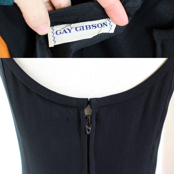Vintage 60s Gay Gibson Black Mini Dress // Womens… - image 10