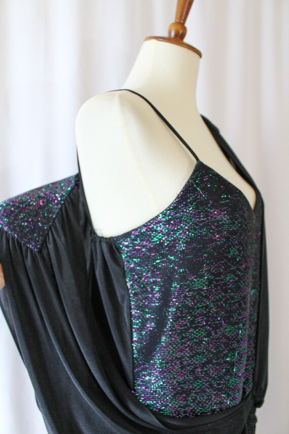 Vintage Formal Dress Black Glittery // Womens Siz… - image 4