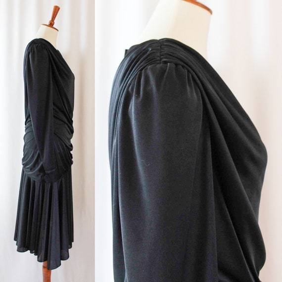 Deadstock 90s Disco Glam Dress Black // Women's M… - image 4