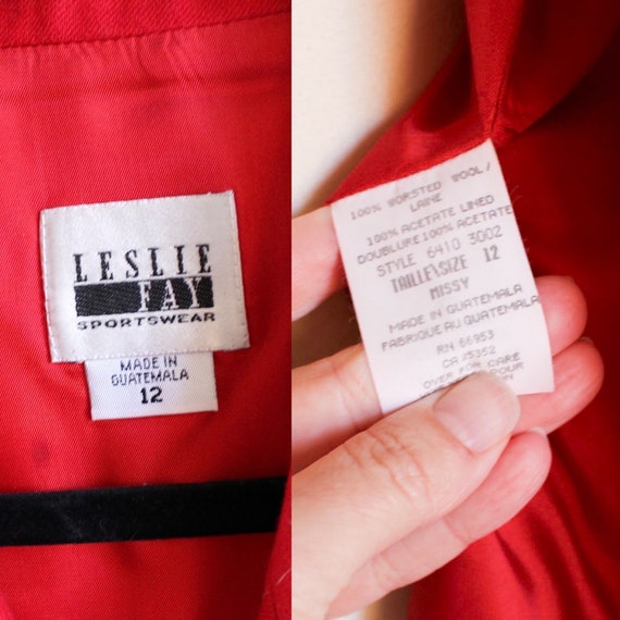 Vintage 90s Red Wool Suit Vest // Women’s L Large… - image 8