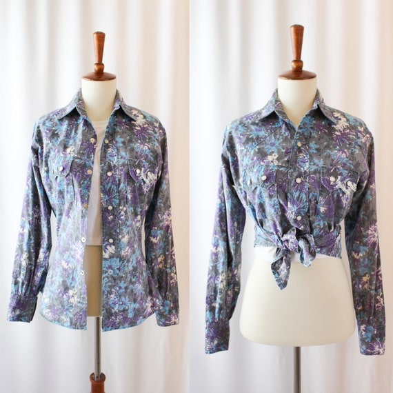 Vintage Western Pearl Snap Shirt  // Women's S Sm… - image 2