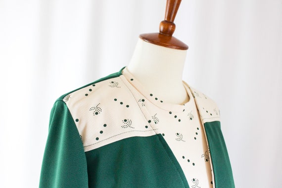 Vintage 60s Dress Suit Set Green Mod // Womens M … - image 8