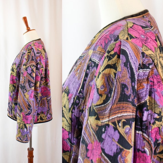 Vintage Paisley Floral Print Jacket // Women's L … - image 3