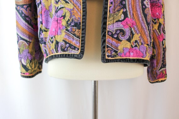 Vintage Paisley Floral Print Jacket // Women's L … - image 7