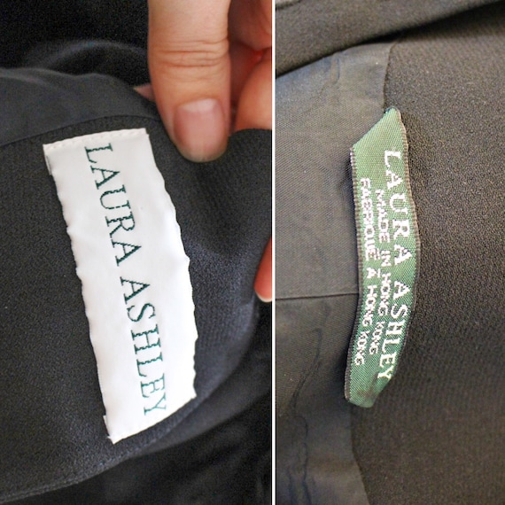 Vintage Laura Ashley Black Jacket Embroidered // … - image 10