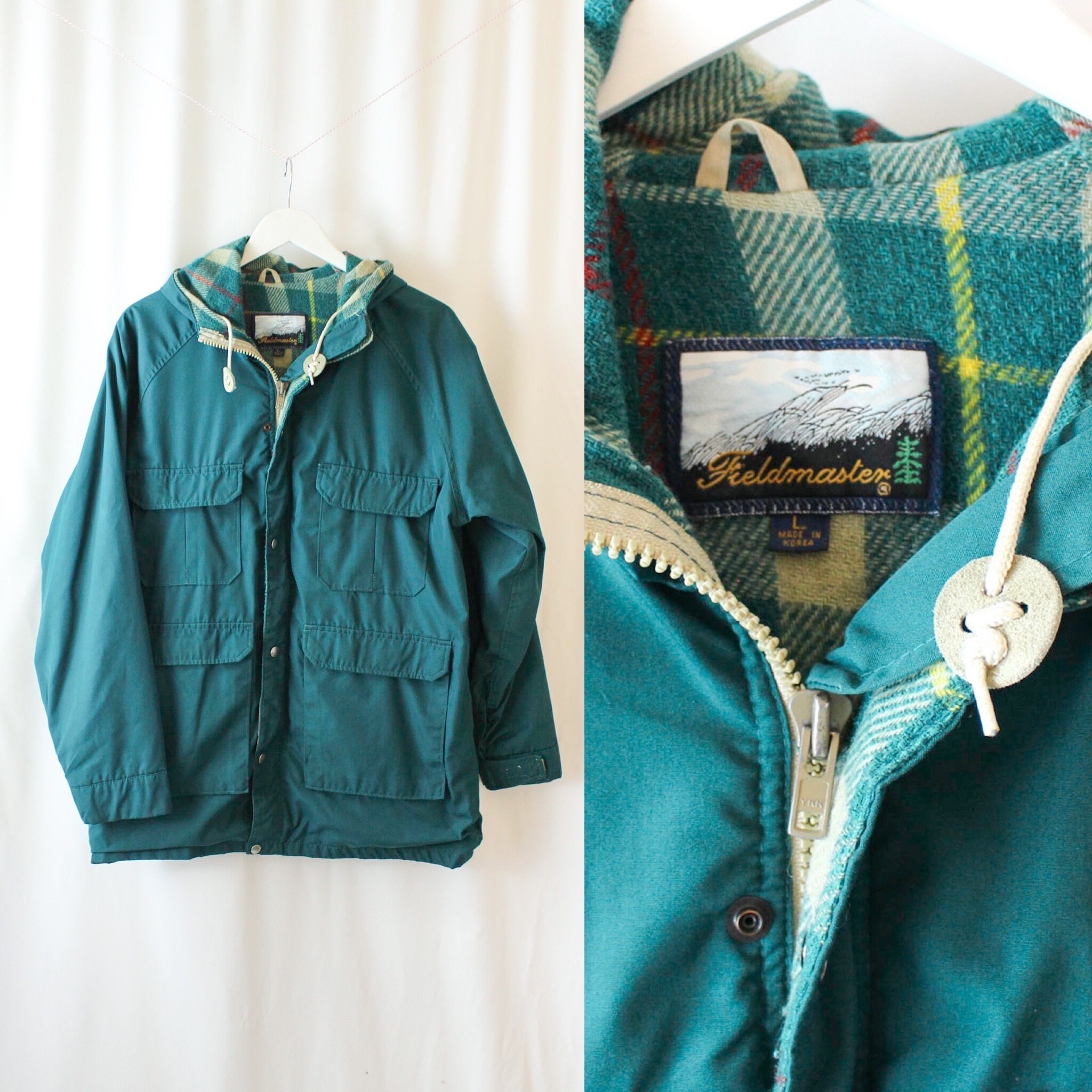 Vintage 80s Fieldmaster Jacket // Mens Large Womens XL // Cotton Canvas  Hunting Outdoor Hiking Retro Wool Lining Plaid Forest Green Chore - Etsy