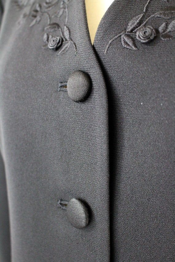 Vintage Laura Ashley Black Jacket Embroidered // … - image 9