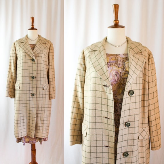 Vintage Jacket Plaid Wool 60s // Womens M Medium /