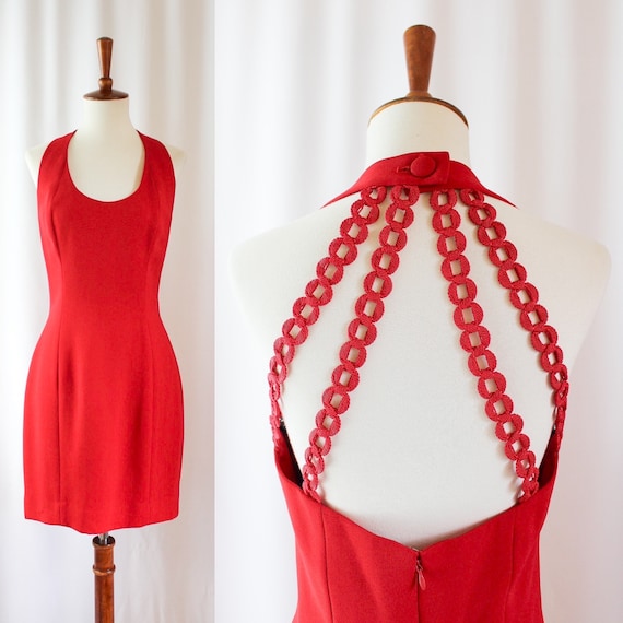 Nicole Miller 90s Red Mini Dress // Womens M Medium 28in Waist // Vintage  Sleeveless Party Prom Strappy Dance / Sexy Cocktail Fitted Costume - Etsy