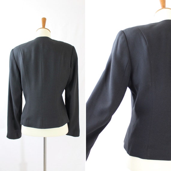 Vintage Laura Ashley Black Jacket Embroidered // … - image 2