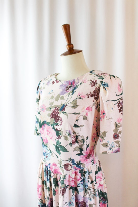Vintage 80s Floral Print Dress // Women's S Small… - image 7